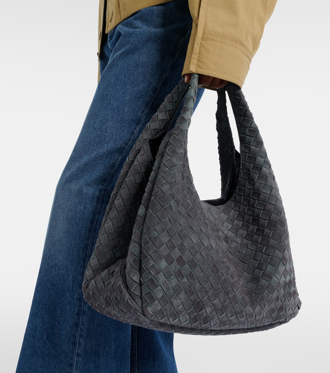 Sac Campana Large en daim Intrecciato | Bottega Veneta