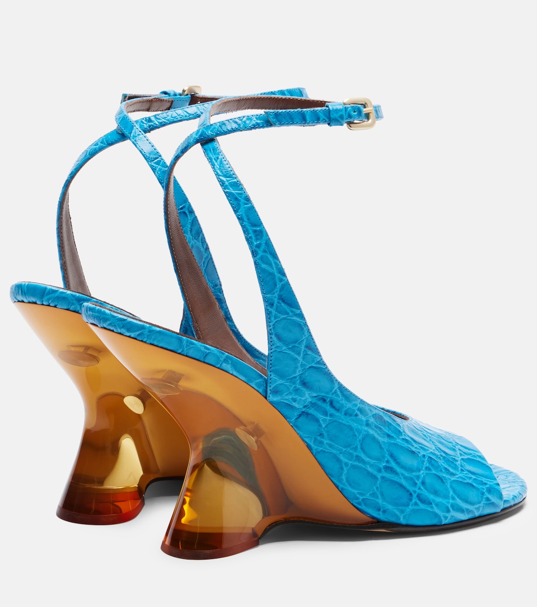 Croc-effect leather wedge sandals | Dries Van Noten