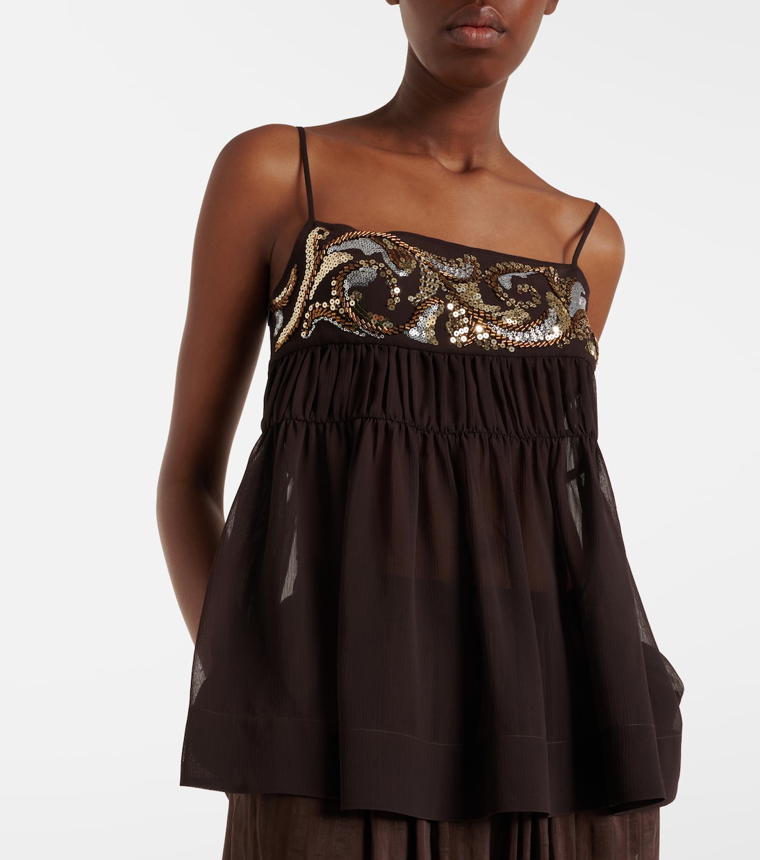 Sequined chiffon top | Xu Zhi