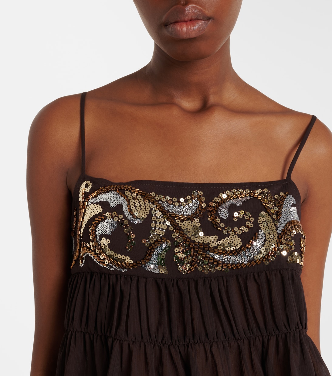 Sequined chiffon top | Xu Zhi