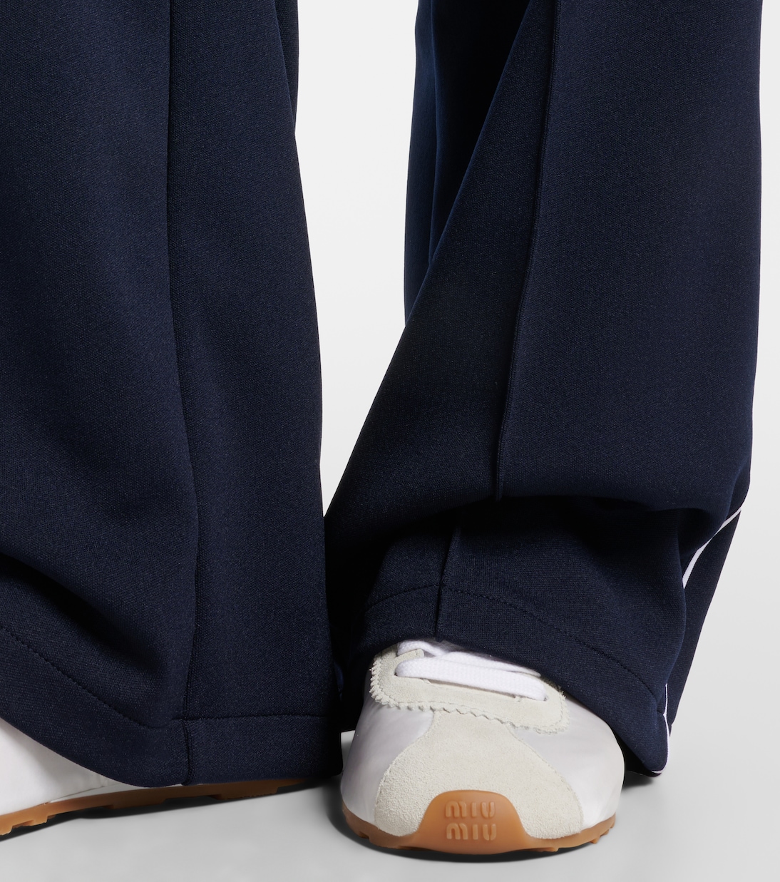 Plume suede-trimmed sneakers | Miu Miu