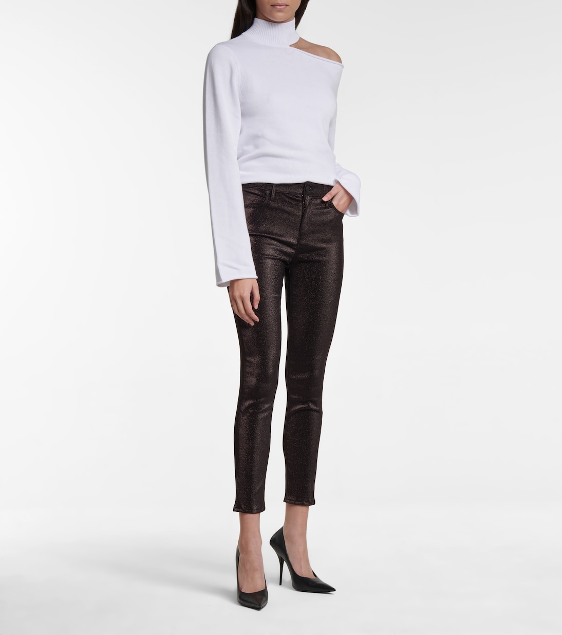 Madrid metallic mid-rise skinny jeans | Rta