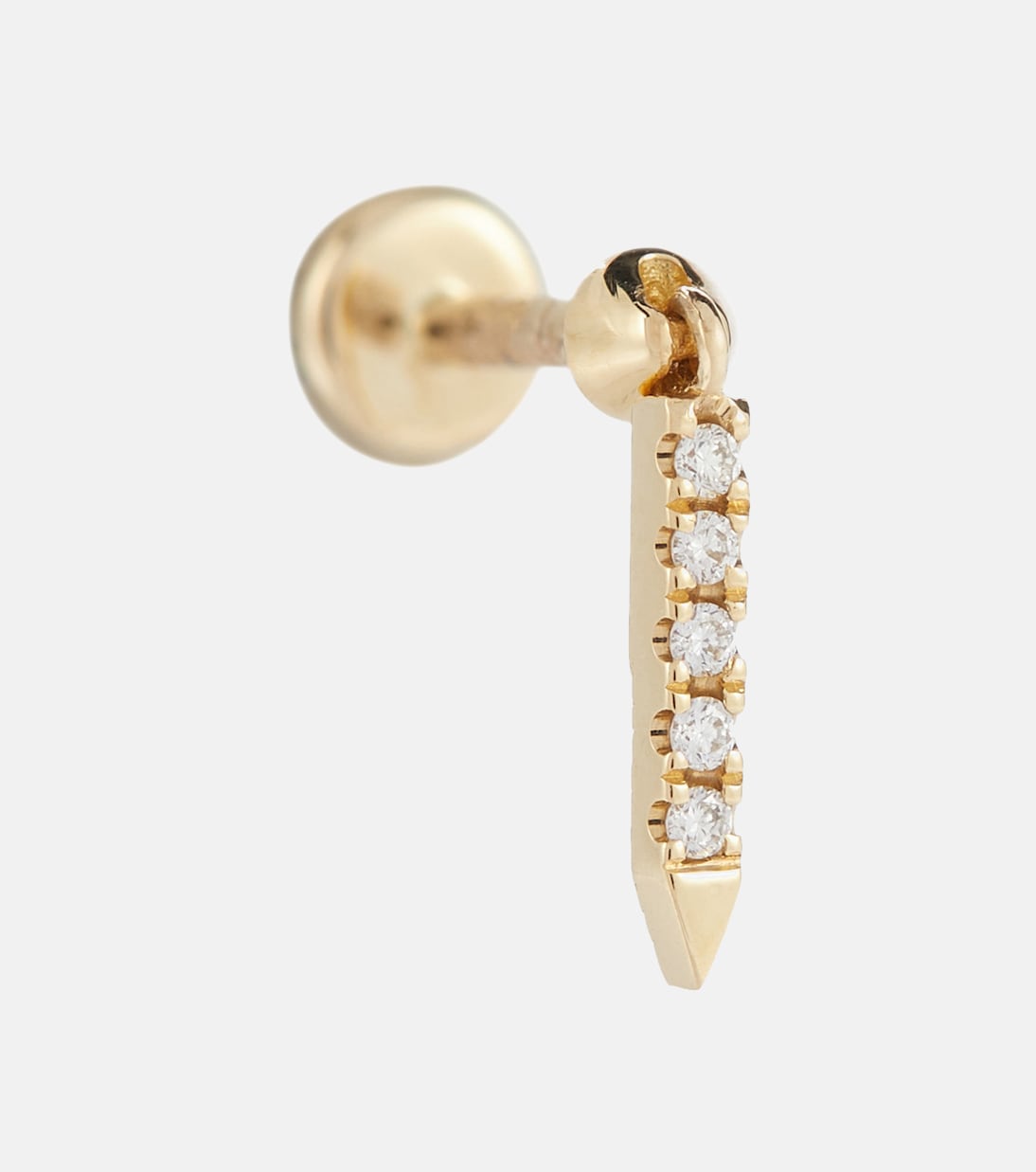 Boucle d'oreille unique Eternity Bar Threaded  en or 18 ct avec diamants | Maria Tash