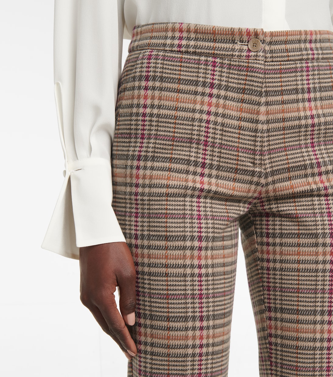 Checked cotton and wool slim pants | Etro