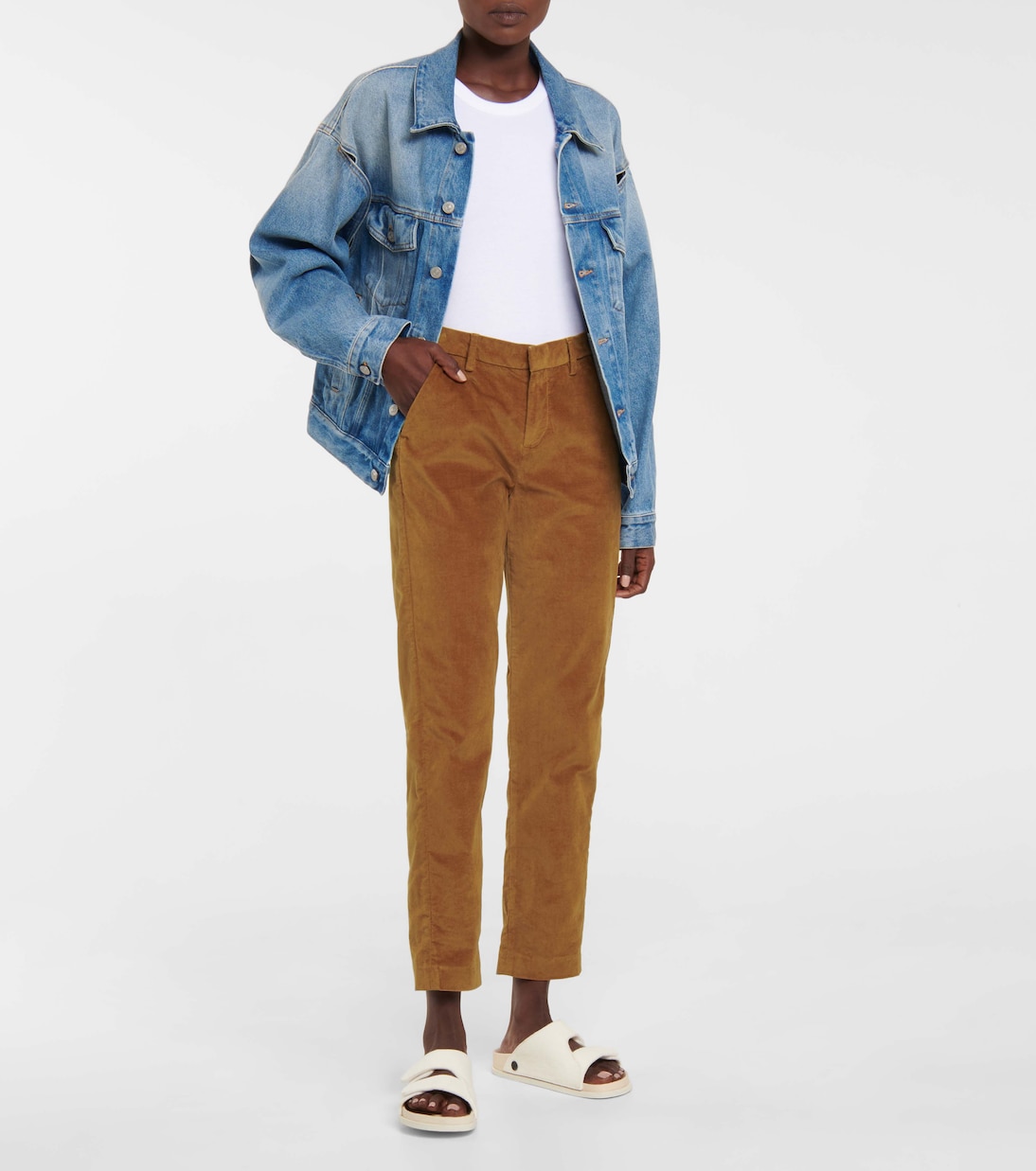 High-rise cotton-blend velvet pants | 7 For All Mankind