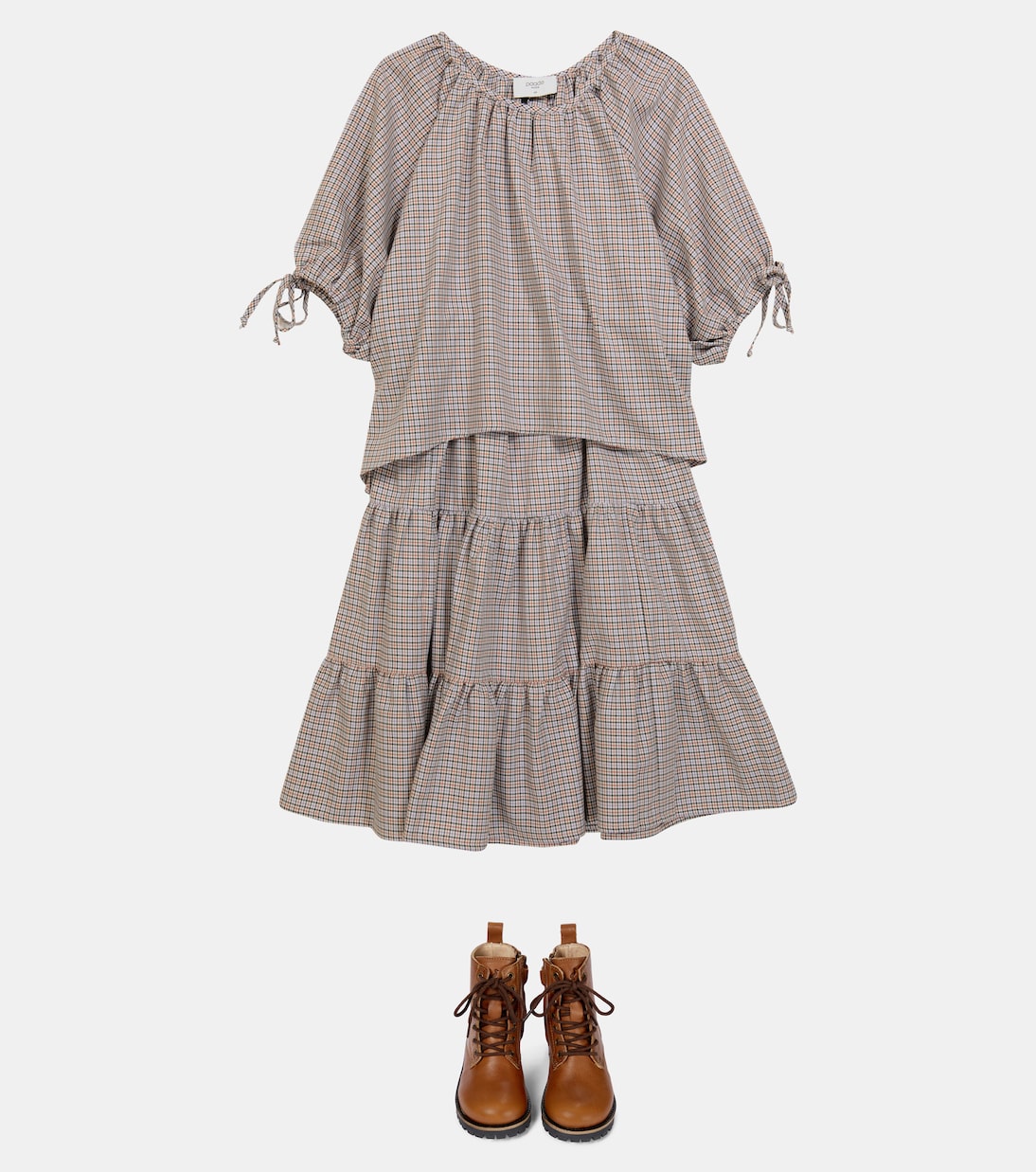 Houndstooth cotton and wool skirt | Paade Mode