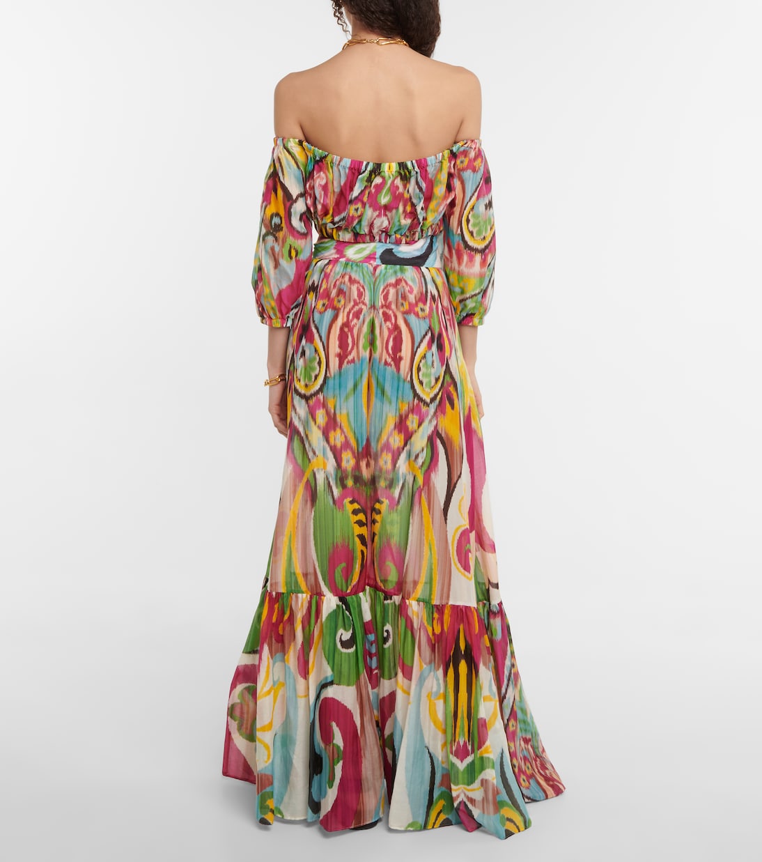 Top à encolure bardot imprimé en coton et soie | Etro