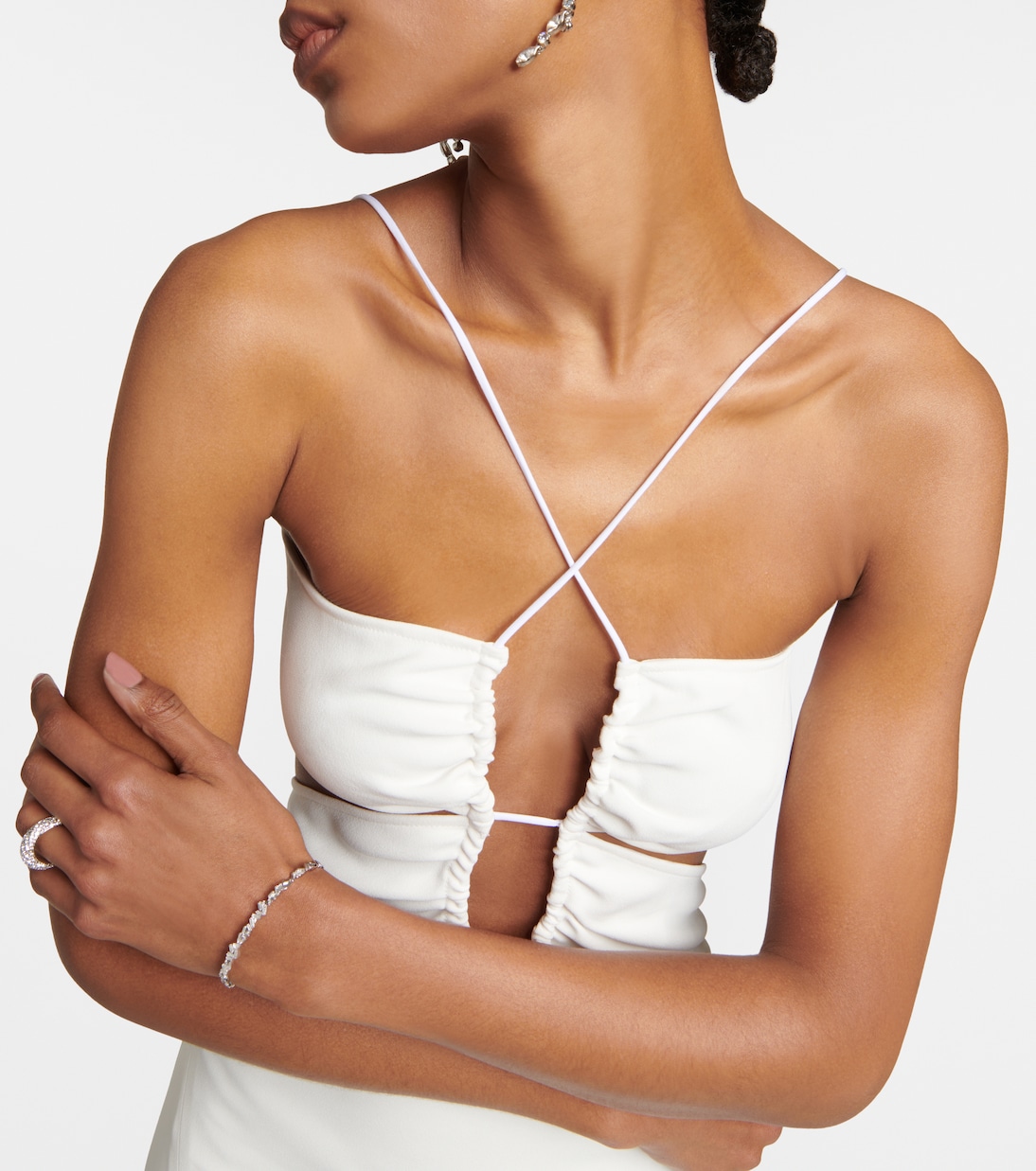 Bridal cutout crêpe gown | Nensi Dojaka