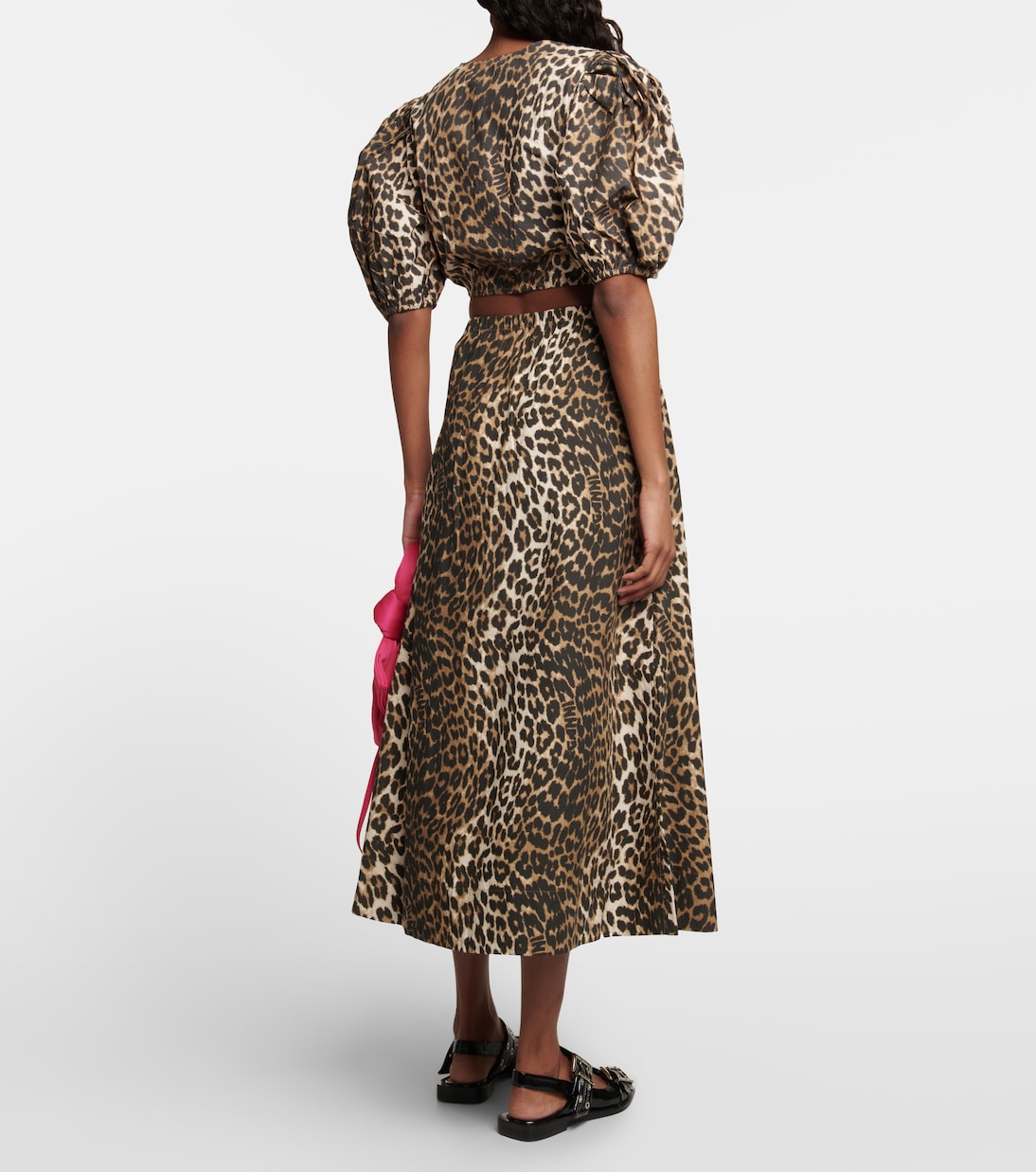 Leopard-printed cotton crop top | Ganni