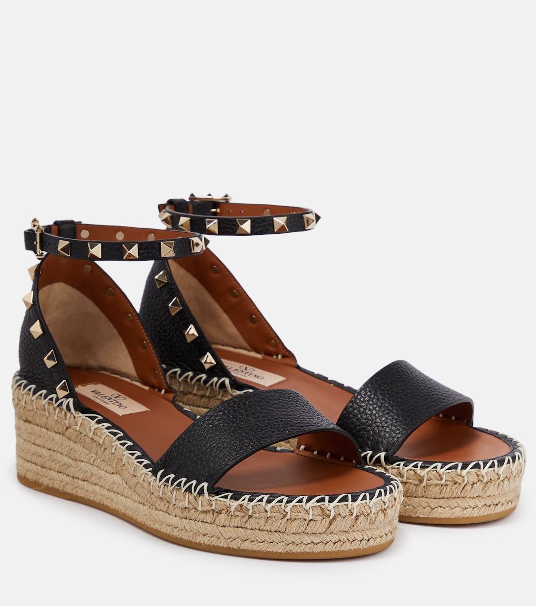Espadrille-Sandalen Rockstud aus Leder | Valentino Garavani