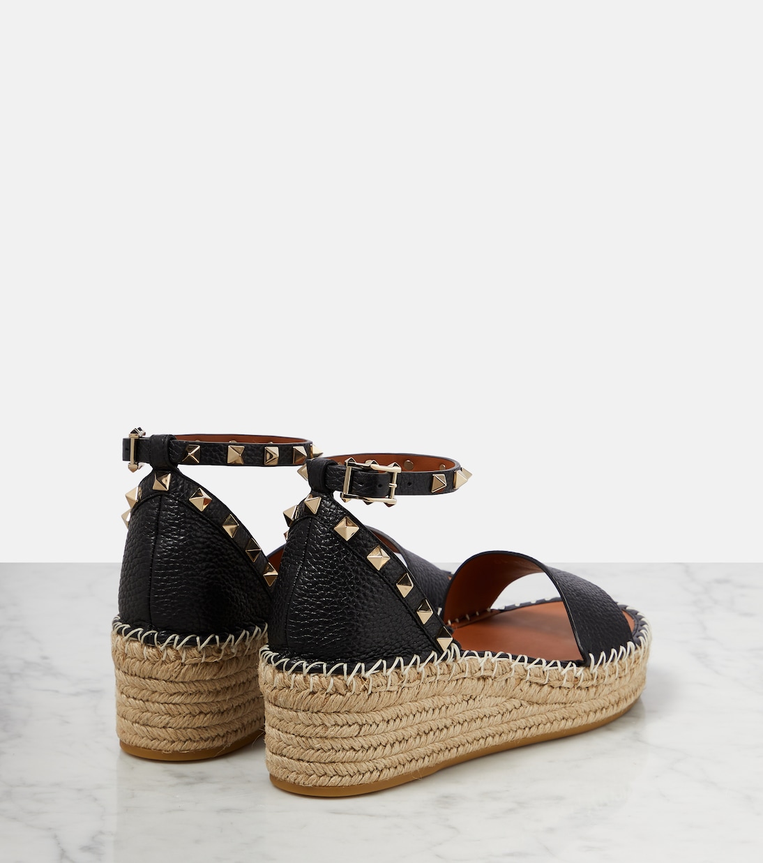 Espadrille-Sandalen Rockstud aus Leder | Valentino Garavani