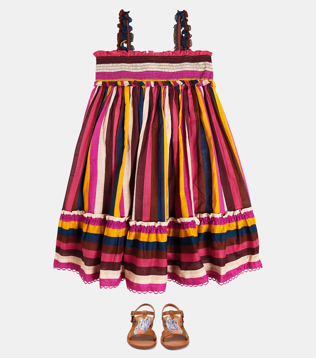 Abito Clover in cotone a righe | Zimmermann Kids