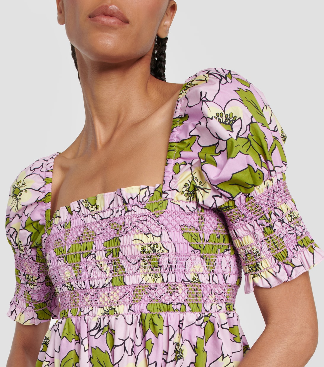 Floral smocked cotton minidress in multicoloured Tory Burch Mytheresa