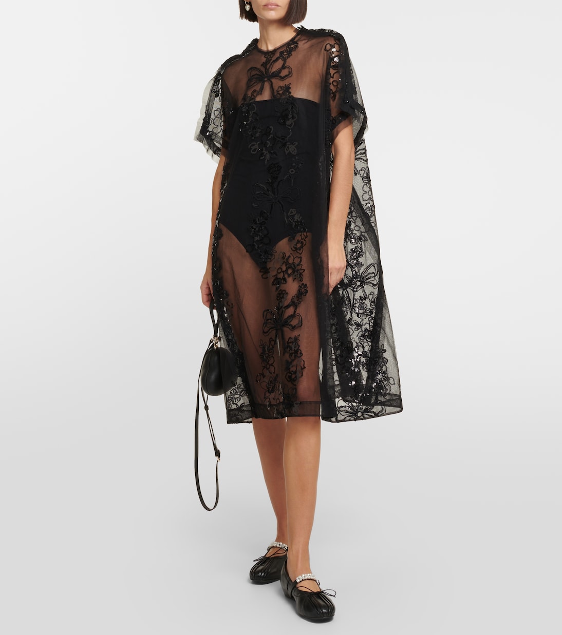 Robe midi en tulle à ornements | Simone Rocha