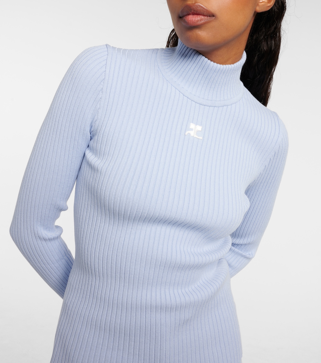 Logo ribbed-knit turtleneck sweater | Courrèges