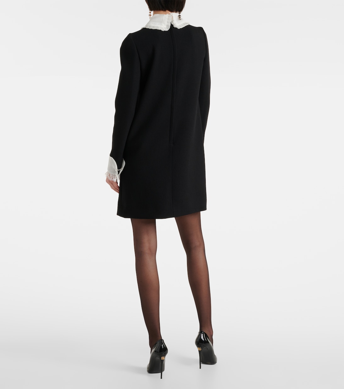 Vestido corto de crepé con organza | Dolce&Gabbana