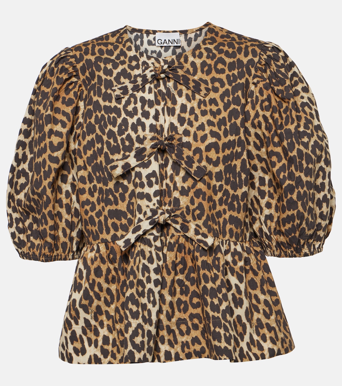 Blusa de popelín de algodón estampada | Ganni