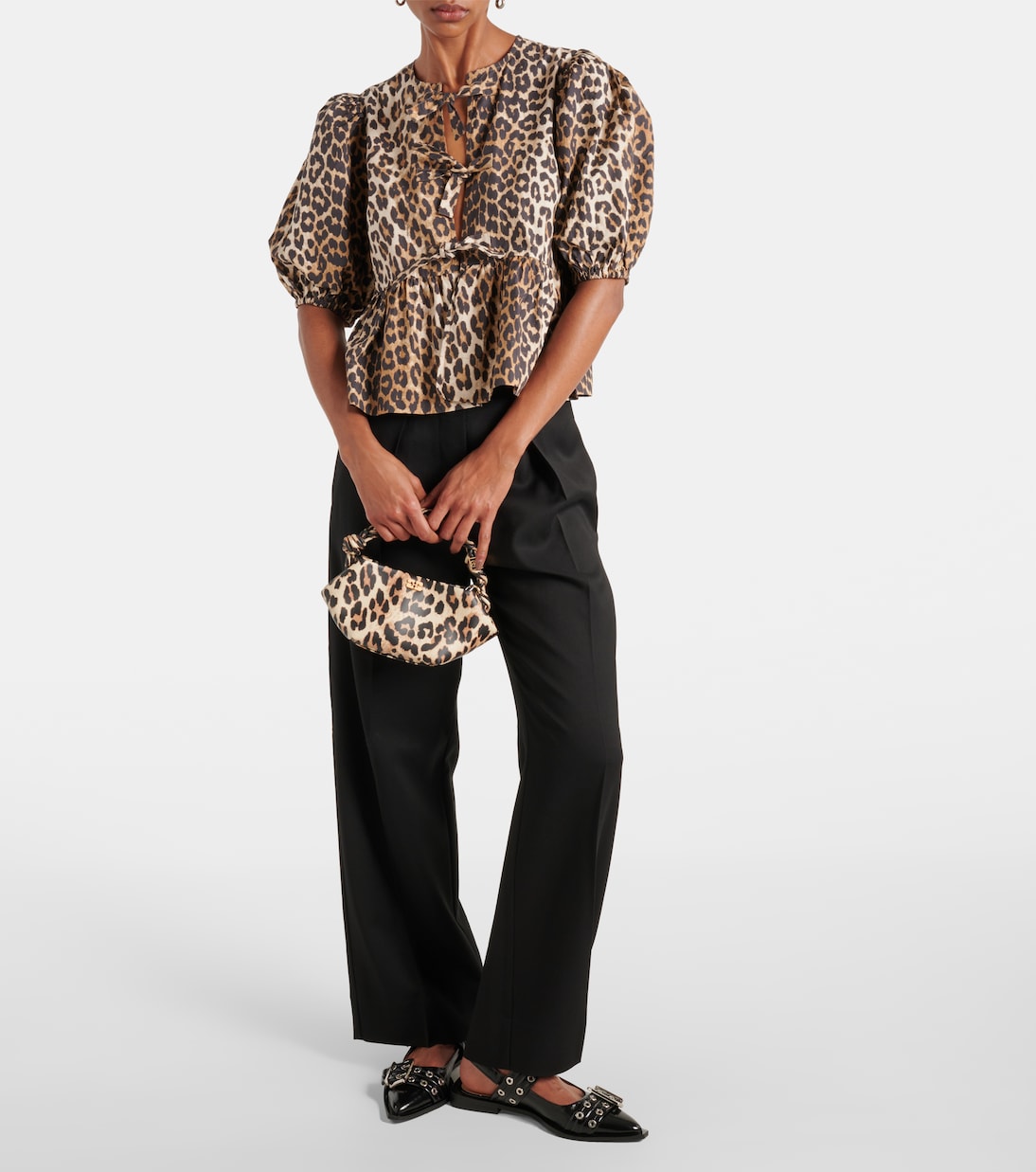 Blusa de popelín de algodón estampada | Ganni