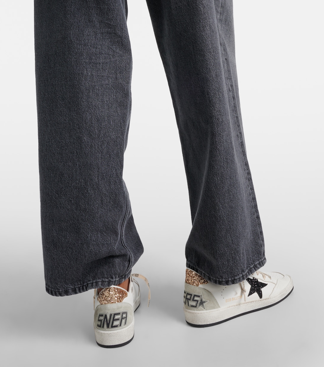 Zapatillas Ball Star de piel con glitter | Golden Goose