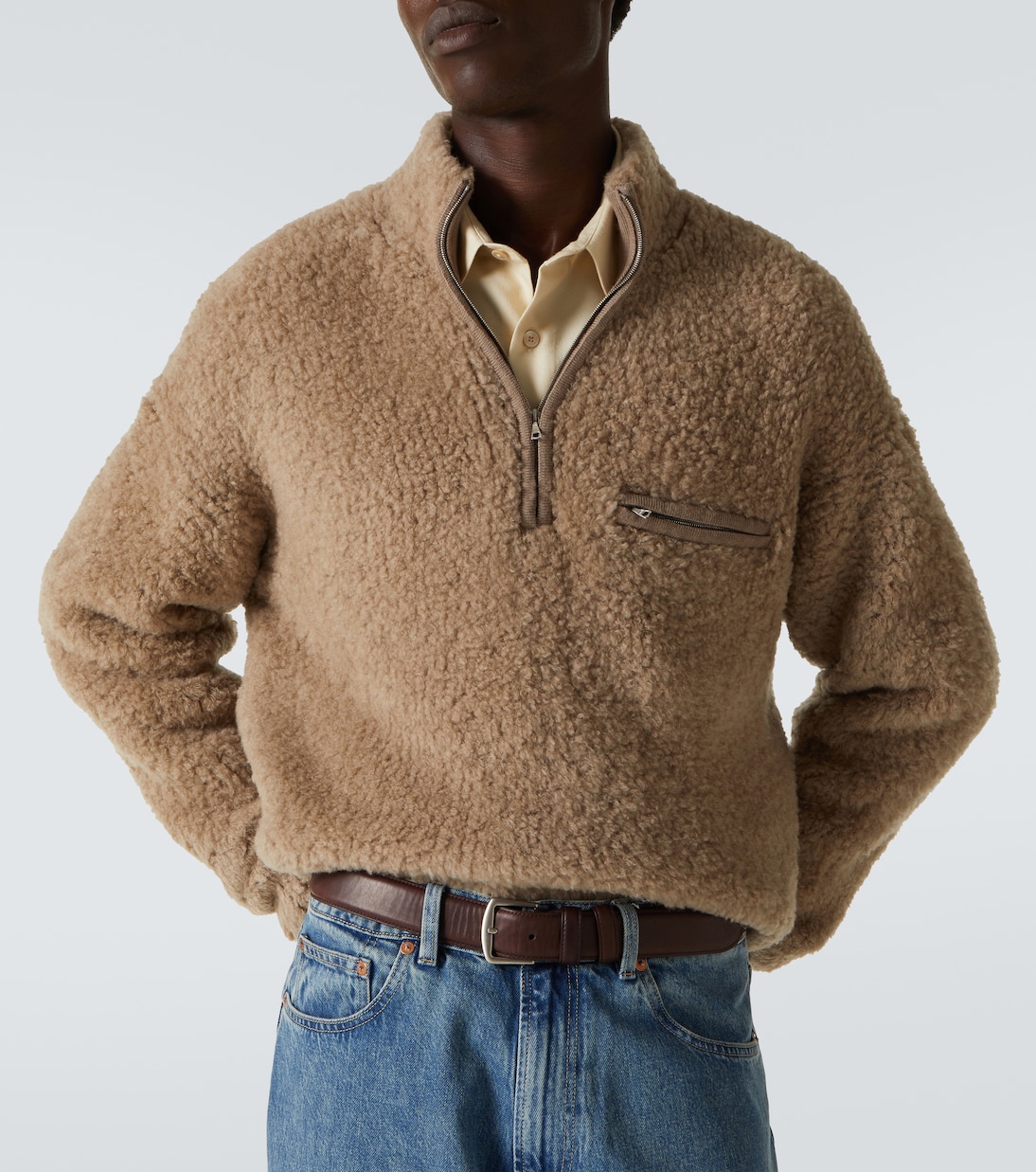 Wool-blend bouclé half-zip sweater | Auralee