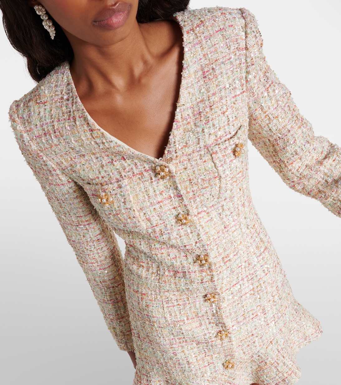 Embellished bouclé minidress | Self-Portrait