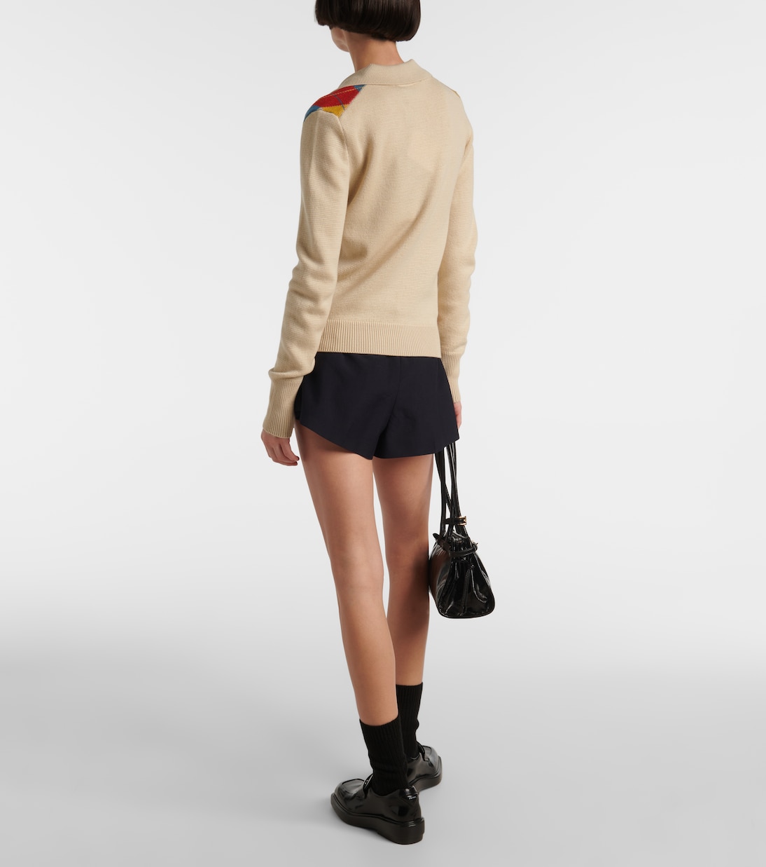 Argyle intarsia wool polo sweater | Prada