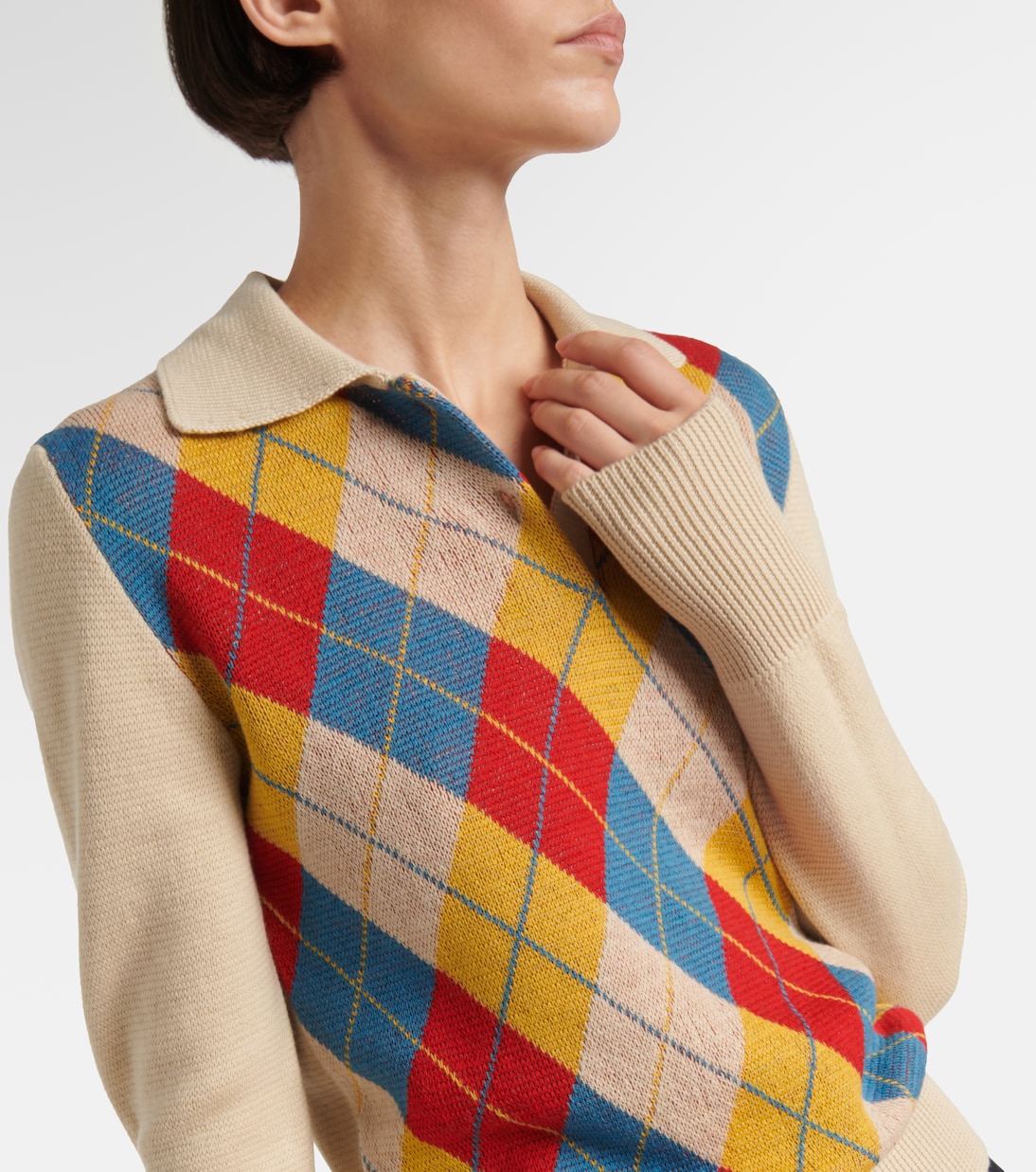Argyle intarsia wool polo sweater | Prada