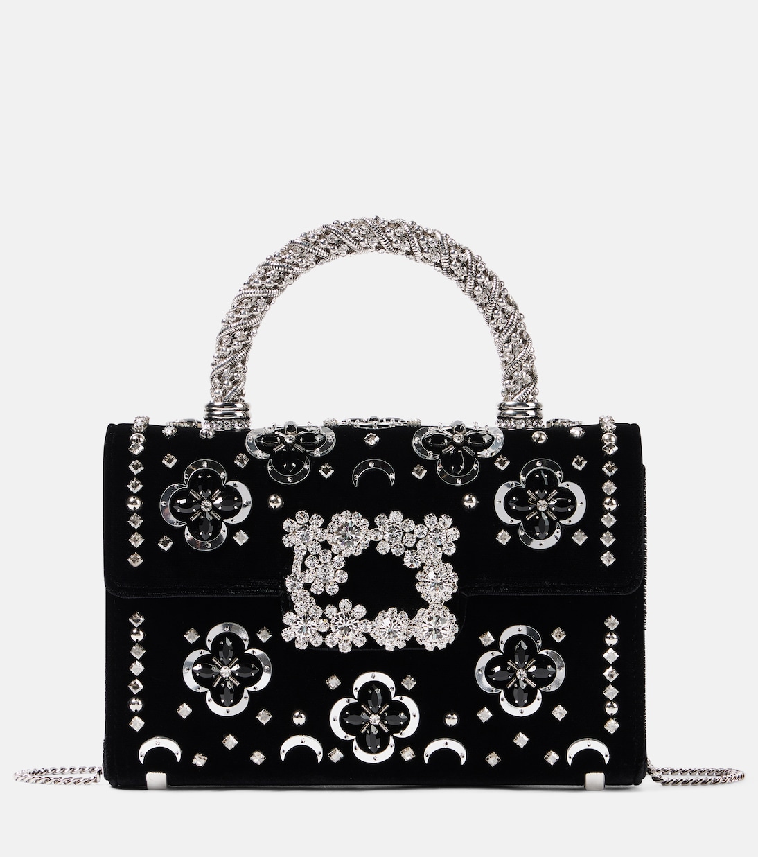 Jewel Efflorescence embellished velvet tote bag | Roger Vivier