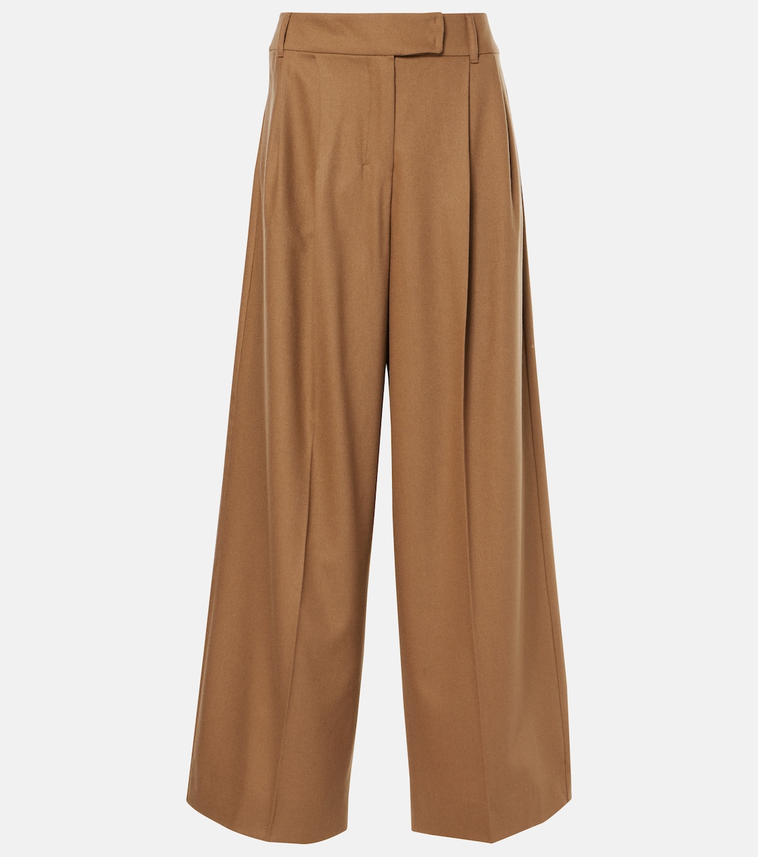 Carmen wool flannel wide-leg pants in brown - S Max Mara