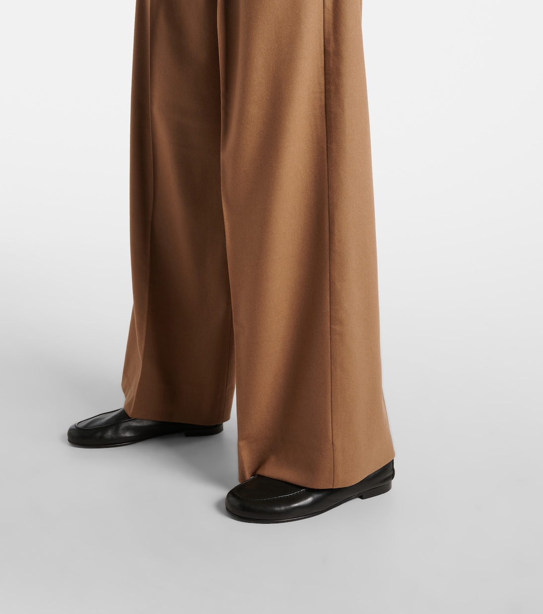 Carmen wool flannel wide-leg pants in brown - S Max Mara