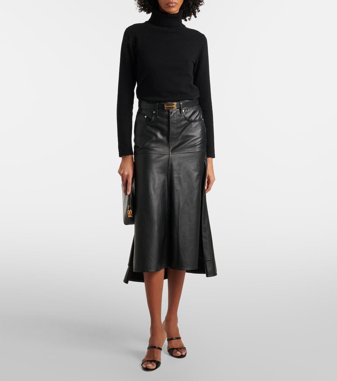 Jupe midi en cuir | Victoria Beckham