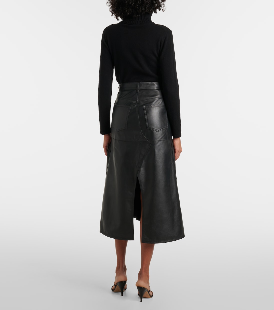 Jupe midi en cuir | Victoria Beckham