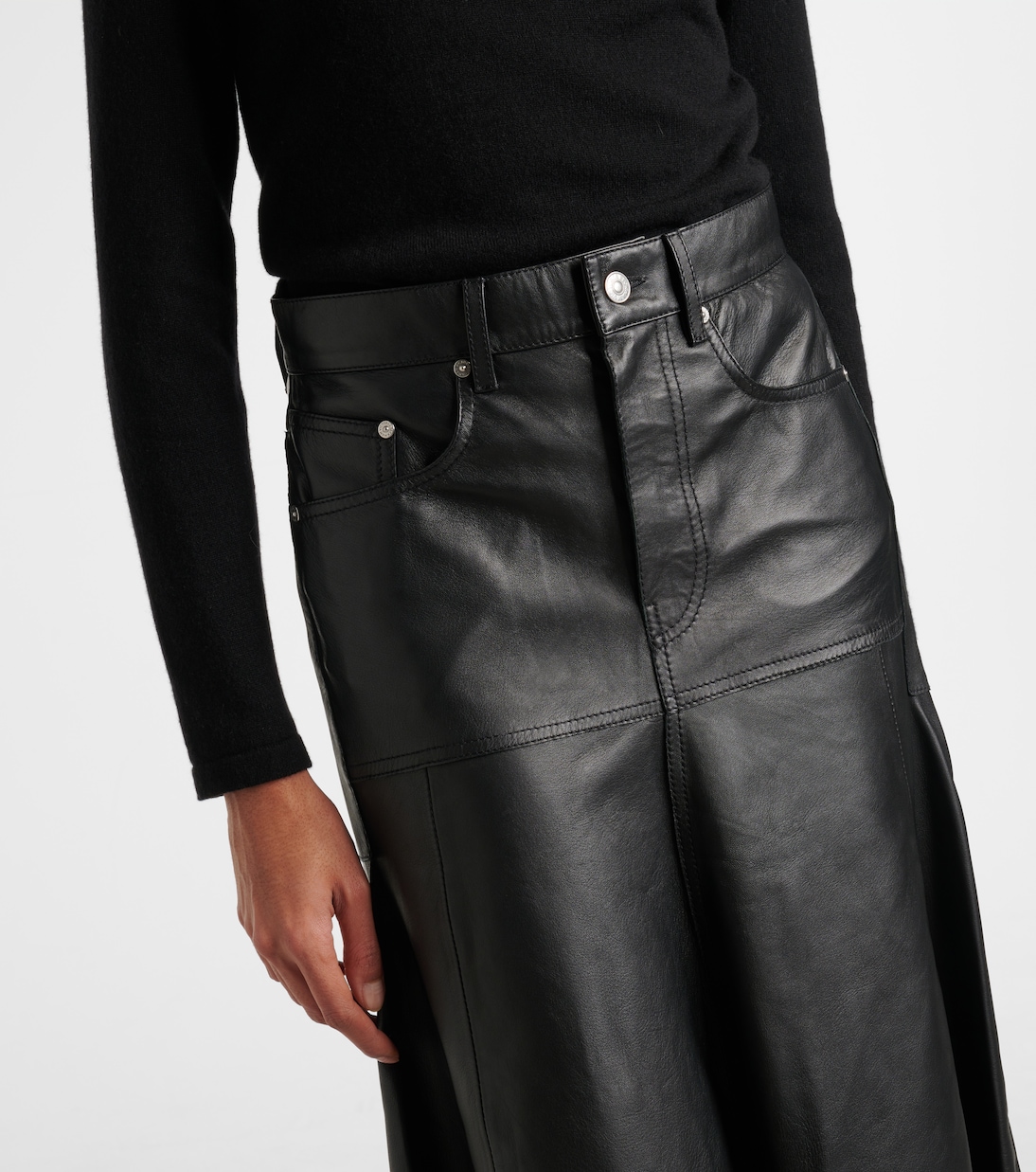 Jupe midi en cuir | Victoria Beckham