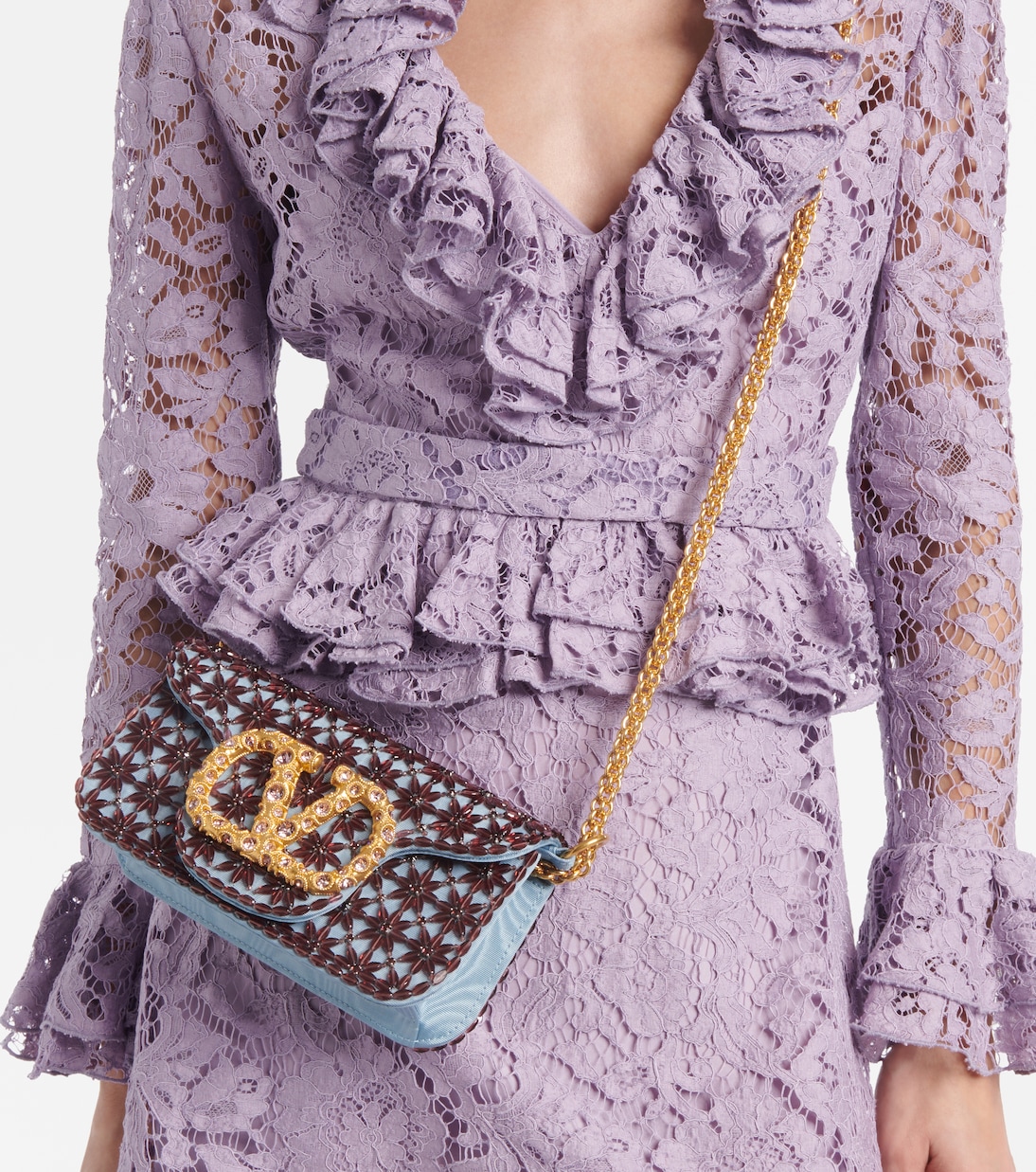 Borsa a spalla Locò Small in moiré | Valentino Garavani