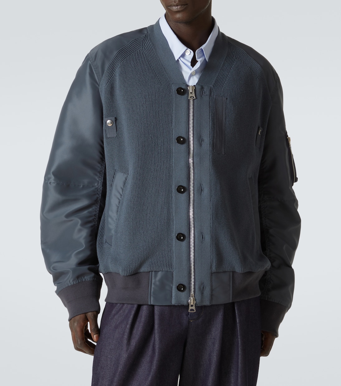 Paneled knitted twill blouson | Sacai