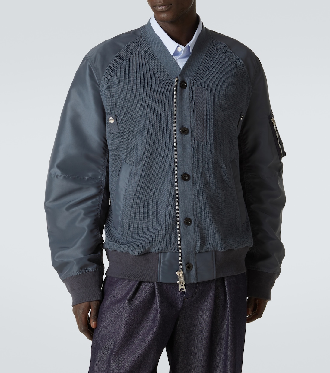 Paneled knitted twill blouson | Sacai