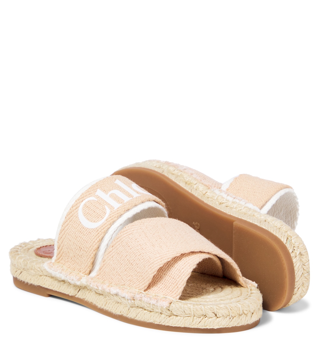 Logo canvas espadrille slides | Chloé Kids