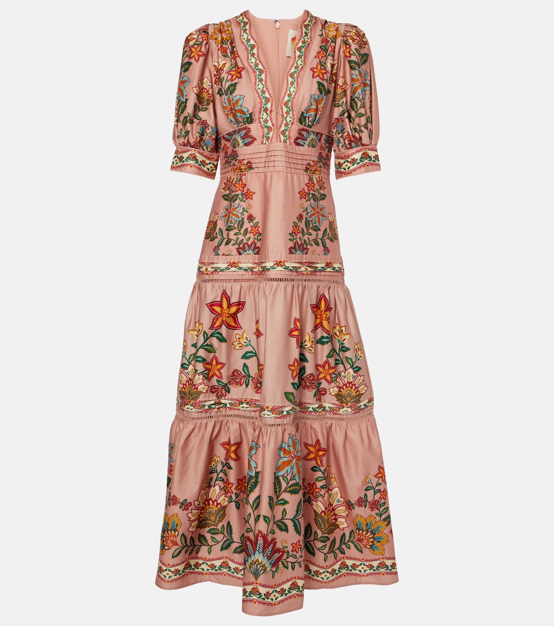 Floral tiered cotton maxi dress