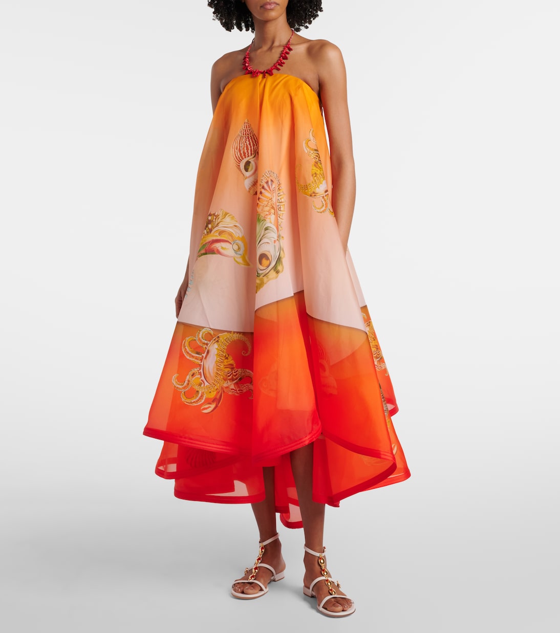 Neptuna printed asymmetric silk gown | Alémais