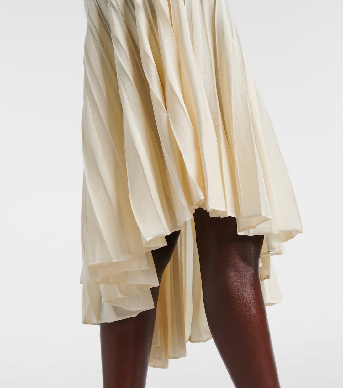 Abito midi asimmetrico in crêpe a righe | Alaïa