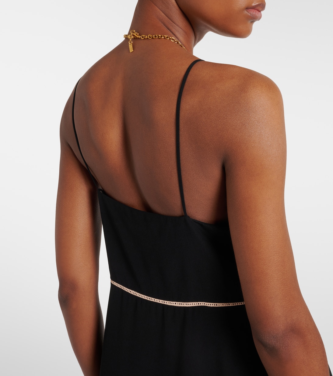 Lace-trimmed silk chiffon midi dress | Chloé