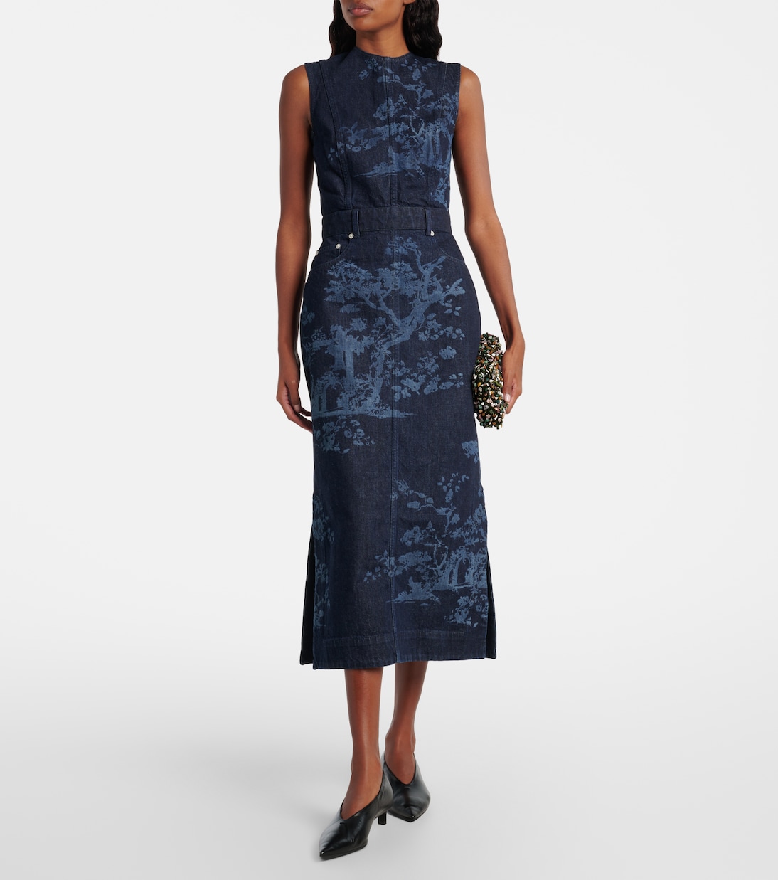 Besticktes Midikleid aus Baumwoll-Denim | Erdem