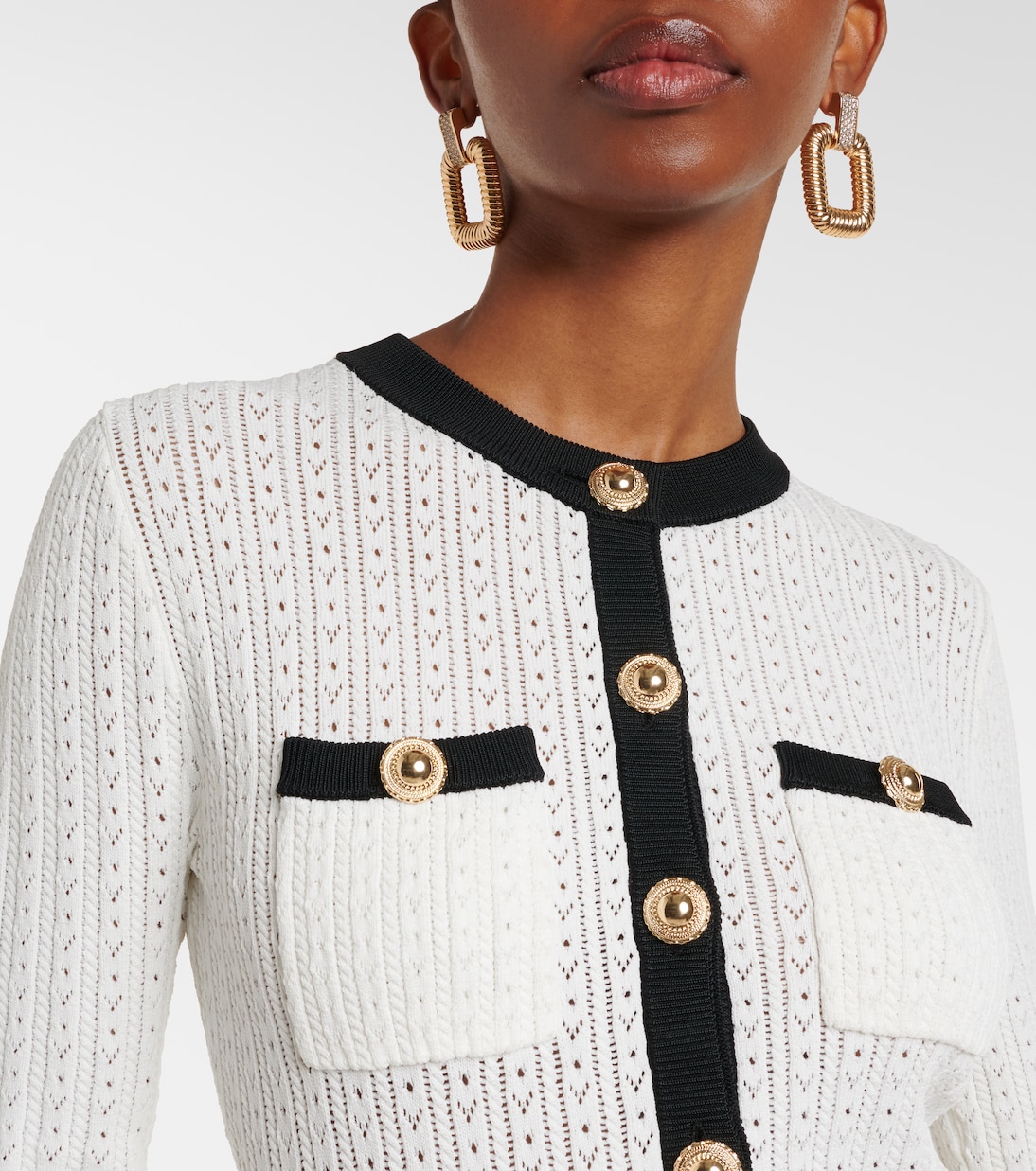 Pointelle peplum midi dress | Self-Portrait