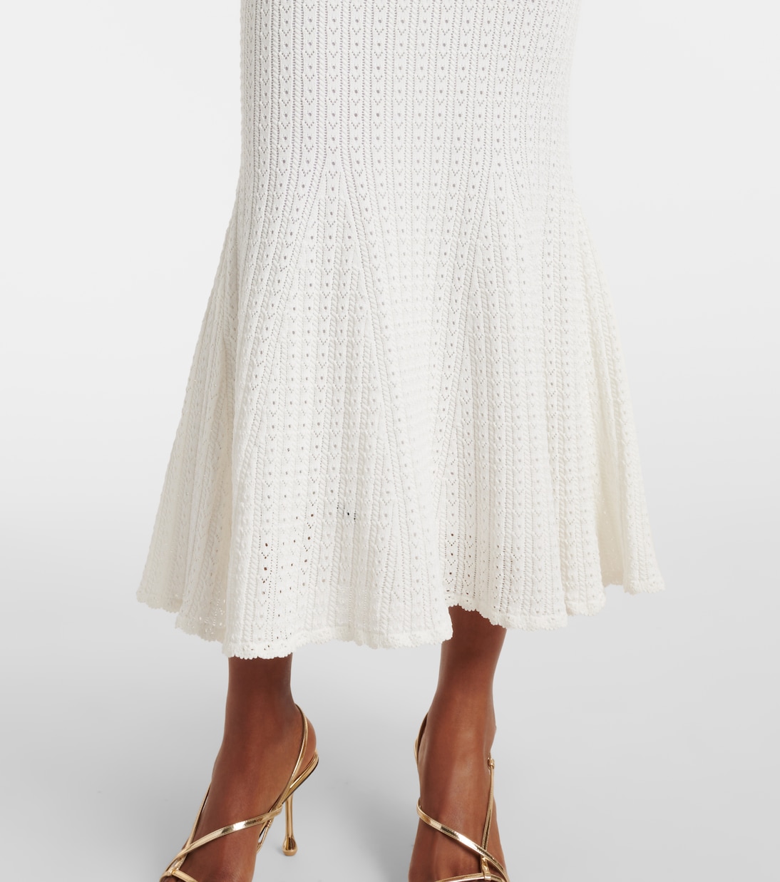 Pointelle peplum midi dress | Self-Portrait