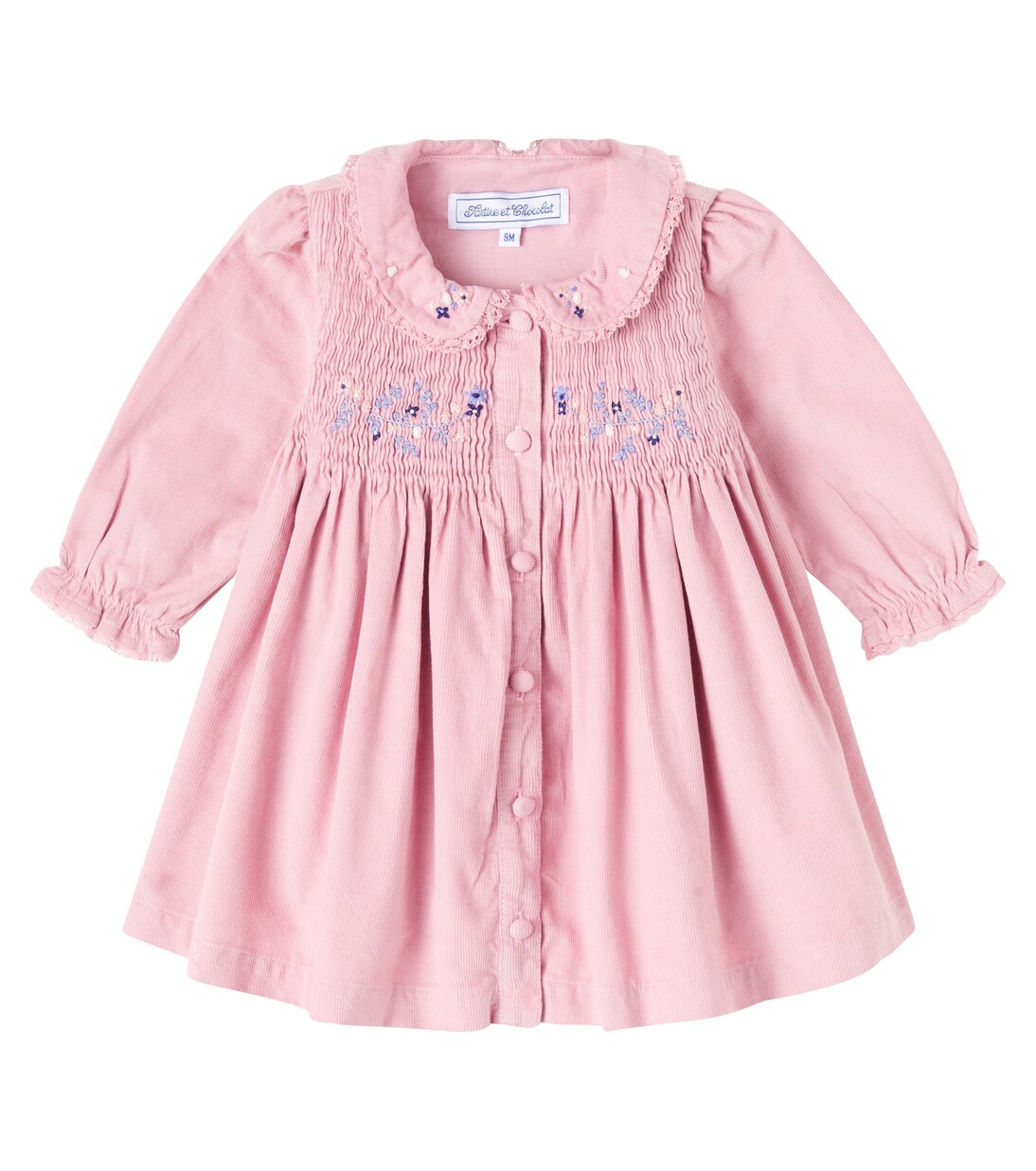 Baby Kleid aus Baumwoll-Cord mit Häkelstrick | Tartine et Chocolat