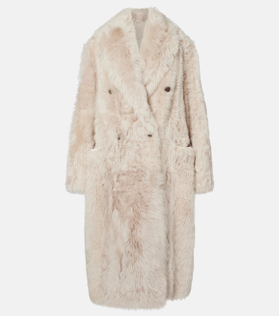 Double-breasted shearling coat | Brunello Cucinelli