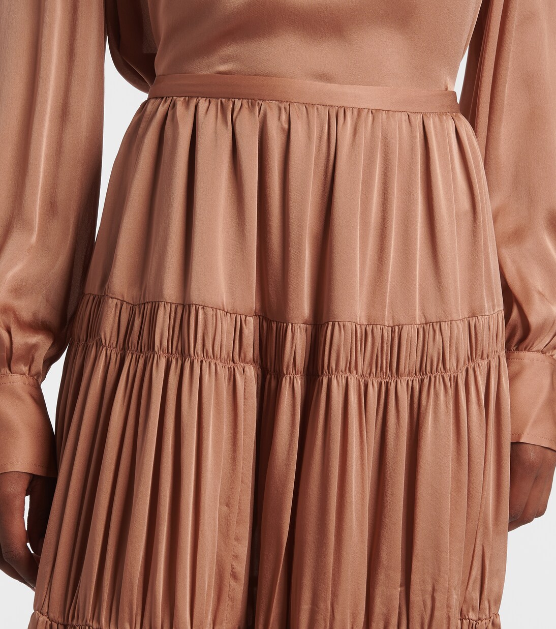 Gaelle tiered silk satin maxi skirt | Ulla Johnson