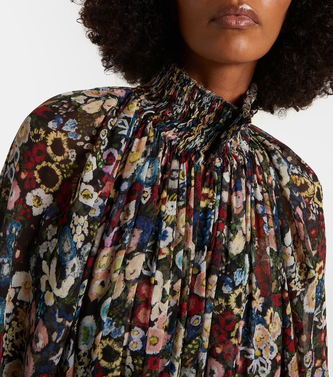 Abito lungo Edgar in tulle di seta con stampa floreale | Khaite