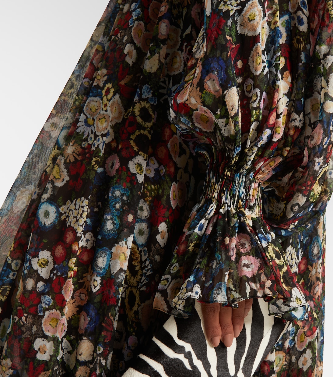 Abito lungo Edgar in tulle di seta con stampa floreale | Khaite