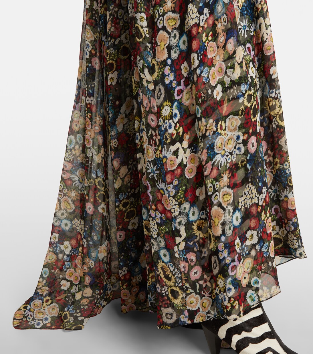 Abito lungo Edgar in tulle di seta con stampa floreale | Khaite